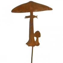 Piquet de jardin champignon déco rouille métal décoration automne 44cm