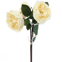 Roses artificielles comme de vraies fleurs artificielles crème 48cm 3pcs