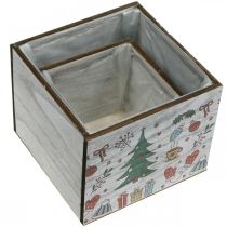 Article Jardinière en bois Décoration de Noël blanche, colorée 20 × 20/15 × 15cm, lot de 2