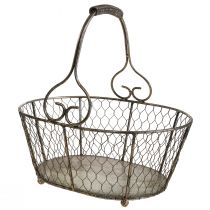 Panier en fil de fer panier aspect antique avec anse panier en métal 28×23×12cm