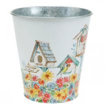 Article Pot en tôle avec nichoirs, décoration estivale, jardinière H14,5cm Ø13,5cm