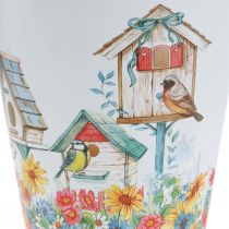 Article Pot en tôle avec nichoirs, décoration estivale, jardinière H14,5cm Ø13,5cm