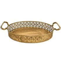 Plateau décoratif plateau ovale en métal doré aspect antique doré lot de 3