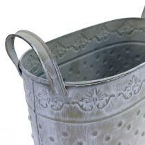 Pot de fleurs ovale avec anses Jardinière métal 24/19/14cm lot de 3