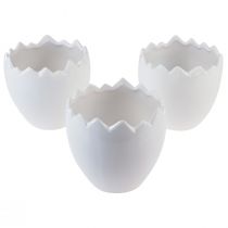 Article Pot de fleur jardinière blanc d&#39;oeuf en céramique Ø11,5cm H11,5cm 3 pcs