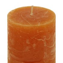 Article Bougies piliers orange foncé couleur unie Sunset 50x100mm 4 pcs