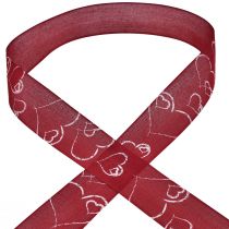 Article Ruban cadeau ruban rouge avec coeurs ruban décoratif 40mm 16m
