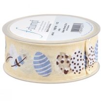 Article Ruban cadeau Ruban décoratif de Pâques Oeufs de Pâques crème 40mm 20m