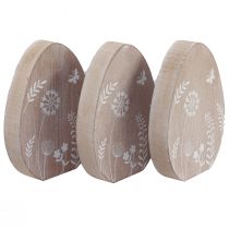 Article Décoration de table décoration en bois œuf de Pâques support à œufs en bois 14,5 cm 3 pièces