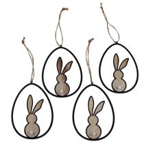 Article Décoration de lapin de Pâques à suspendre Décoration de Pâques en bois 13cm 4pcs