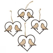 Article Décoration à suspendre coeur avec oiseaux décoration à suspendre 12cm 4pcs