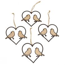 Article Décoration à suspendre coeur avec oiseaux décoration à suspendre 12 cm 4 pièces