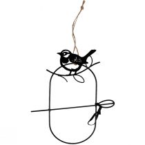Article Décoration à suspendre Décoration en métal Oiseaux Noir 18×22,5cm 3 pcs