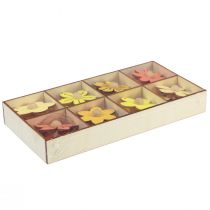 Article Fleurs en bois décoration à suspendre décoration d'été en bois jaune 4,5 cm 24 pcs