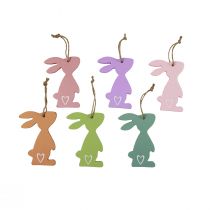 Article Décoration de lapin de Pâques décoration à suspendre décoration de Pâques pastel 8cm 12pcs