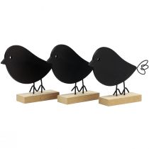 Article Oiseaux décoratifs oiseaux en bois noirs décoration en bois printemps 13,5 cm 6pcs