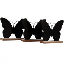 Article Décoration de table en bois Papillon Noir Naturel 12cm 6 Pcs