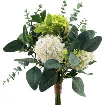 Bouquet de fleurs artificielles boule de neige eucalyptus artificiel 45cm