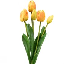 Article Décoration Tulipes Jaune Orange Fleurs Artificielles Real Touch 49cm 5 pcs