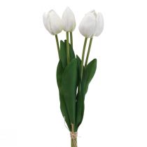 Article Tulipes Blanches Décoration Real Touch Fleurs Artificielles Printemps 49cm 5pcs
