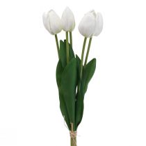 Article Tulipes Blanches Décoration Real Touch Fleurs Artificielles Printemps 49cm 5 pcs