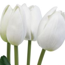 Article Tulipes Blanches Décoration Real Touch Fleurs Artificielles Printemps 49cm 5 pcs