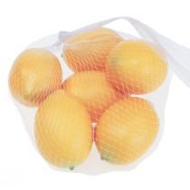 Article Citrons artificiels de 8 cm, décorations alimentaires factices, lot de 6