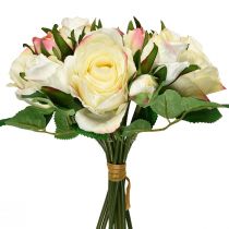 Article Roses Artificielles Crème Jaune Rose Roses Artificielles Bouquet Décoratif 29cm 12 pcs