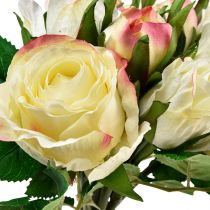 Article Roses Artificielles Crème Jaune Rose Roses Artificielles Bouquet Décoratif 29cm 12 pcs