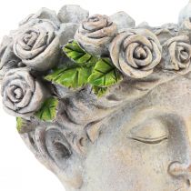 Article Pot de fleur visage buste femme tête de plante aspect béton H18cm
