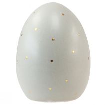 Article Décoration oeufs de Pâques en céramique gris or à pois 8,5cm 3 pcs