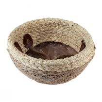 Article Panier à anses, cache-pot, jonc de mer, jute, Ø 23 cm H 20 cm, style bohème chic, décoration jungle urbaine