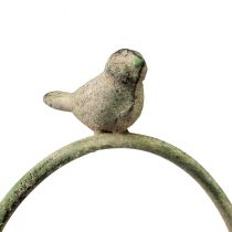 Article Oiseau décoratif boit vert antique avec brochette Ø11cm H55cm