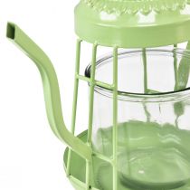 Article Photophore verre lanterne théière vert Ø15cm H26cm