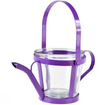 Article Lanterne verre arrosoir décoratif métal violet Ø14cm H13cm