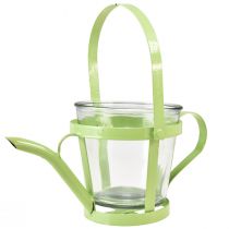 Article Lanterne verre arrosoir décoratif métal vert Ø14cm H13cm