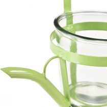 Article Lanterne verre arrosoir décoratif métal vert Ø14cm H13cm