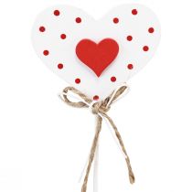 Article Coeurs en bois à pois, bouchons de fleurs 6×5cm 18 pcs