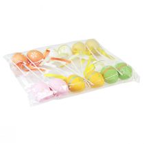 Article Œufs de Pâques déco sur bâtonnets Décorations multicolores 6cm 12p