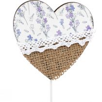 Article Bouchon de fleur coeur lilas style maison de campagne 7×0,5×7cm 12pcs