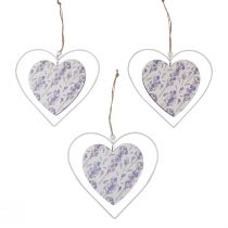 Article Coeurs décoratifs à suspendre lilas blanc 18,5×17cm 4 pcs