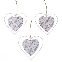 Coeurs décoratifs à suspendre lilas blanc 18,5×17cm 4pcs