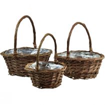 Article Panier avec anse panier à plantes rond Ø27/23/19cm lot de 3