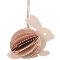 Article Décoration de lapin de Pâques en nid d&#39;abeille à suspendre 7×4,5×6cm 5pcs