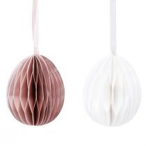 Article Oeufs de Pâques à suspendre oeufs en nid d&#39;abeille blanc orange 8cm 6 pcs