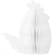 Article Figurine décorative en papier nid d&#39;abeille poulet blanc 28,5x15,5x30cm