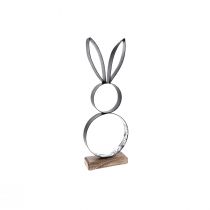 Décoration lapin de Pâques métal noir argent figure de Pâques 11×31cm