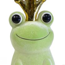 Article Grenouille déco, prince grenouille, décoration printanière, grenouille avec couronne dorée vert clair 40,5cm