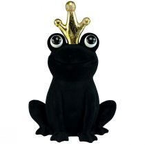 Article Grenouille déco, prince grenouille, décoration printanière, grenouille avec couronne dorée noir 40,5cm