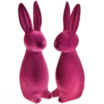 Article Lapins de Pâques lapins décoratifs violets floqués 8×10×29cm 2pcs
